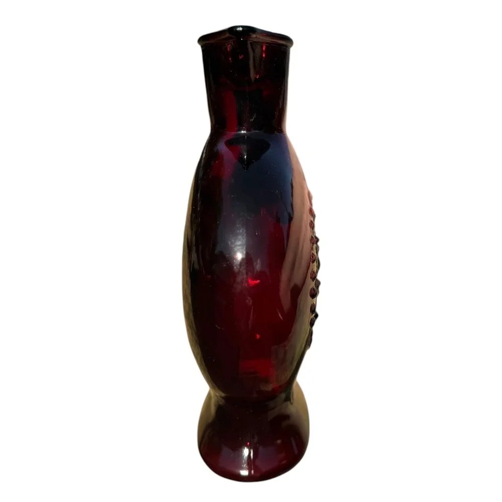 Vintage Wheaton Ruby Red Glass Decanter Pitcher Star Medallion Jim Beam 1970s